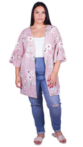 CurveWow Pink Floral Print Kimono