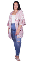 CurveWow Pink Floral Print Kimono