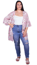 CurveWow Pink Floral Print Kimono