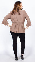 CurveWow Mocha Wrap Top with Fit & Flare Sleeves