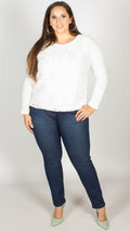 Laila White Lace Front Long Sleeve Top