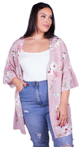 CurveWow Pink Floral Print Kimono