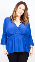 CurveWow Blue Wrap Top with Fit & Flare Sleeves