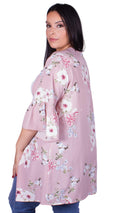 CurveWow Pink Floral Print Kimono