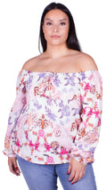 CurveWow Pastel Floral Frill Blouse