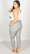 Tyne Grey Check Cropped Tailored Trousers