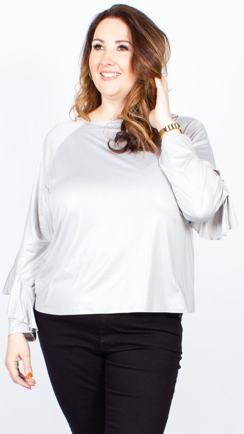 Isabelle Frill Long Sleeve Shimmer Top