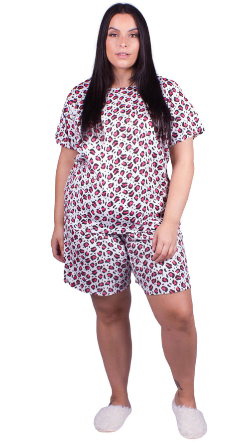 CurveWow Short Sleeve Pyjama Set Leopard Print
