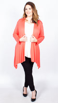 Cora Coral Open Front Jersey Cardigan