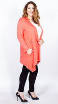 Cora Coral Open Front Jersey Cardigan