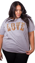 Emma Love Leopard Print T-Shirt Grey