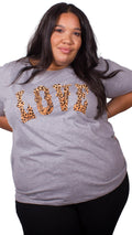 Emma Love Leopard Print T-Shirt Grey
