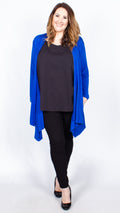 Cora Blue Open Front Jersey Cardigan