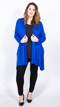 Cora Blue Open Front Jersey Cardigan