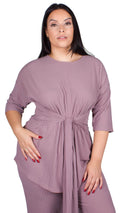 CurveWow Ribbed Short Sleeve Lounge Top
