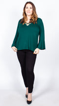 CurveWow Green Swing Top with Fit & Flare Sleeves
