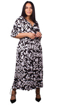 CurveWow Black & White Print Wrap Maxi Dress