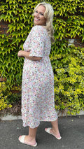 CurveWow Pastel Floral Wrap Midi Dress