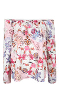 CurveWow Pastel Floral Frill Blouse