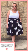 Rebecca Fully Lined Cotton Blue White Floral High Waist Skirt