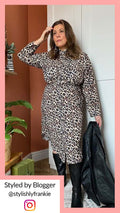 CurveWow Tie Waist Shirt Dress Leopard