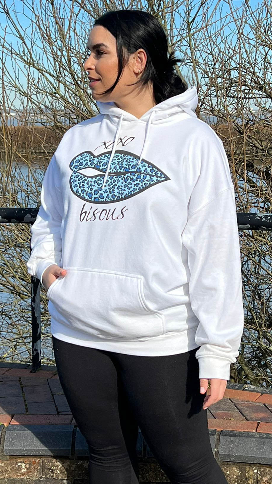 CurveWow Lips Print Hoodie White