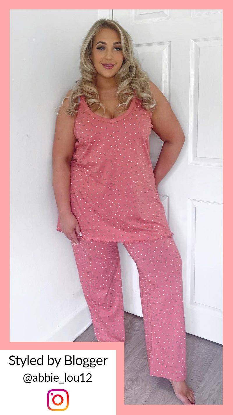 CurveWow Cami PJ Set Pink Polka Dot