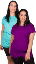CurveWow 2 PACK Longline Boyfriend T-Shirt Purple & Turquoise
