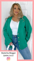 CurveWow Pearl Buttoned Cardigan Emerald Green