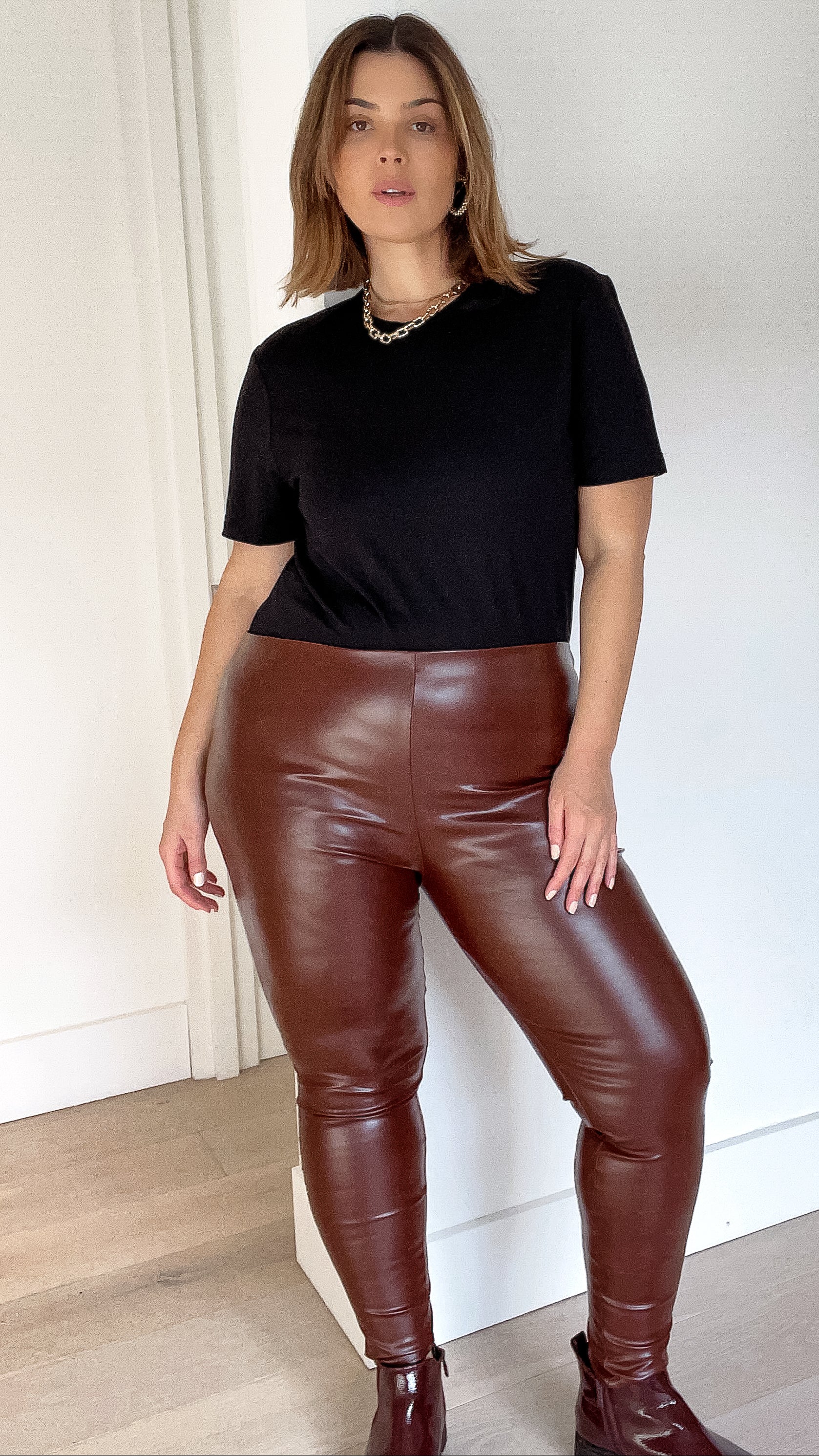 Plus size leather leggings | boohoo US