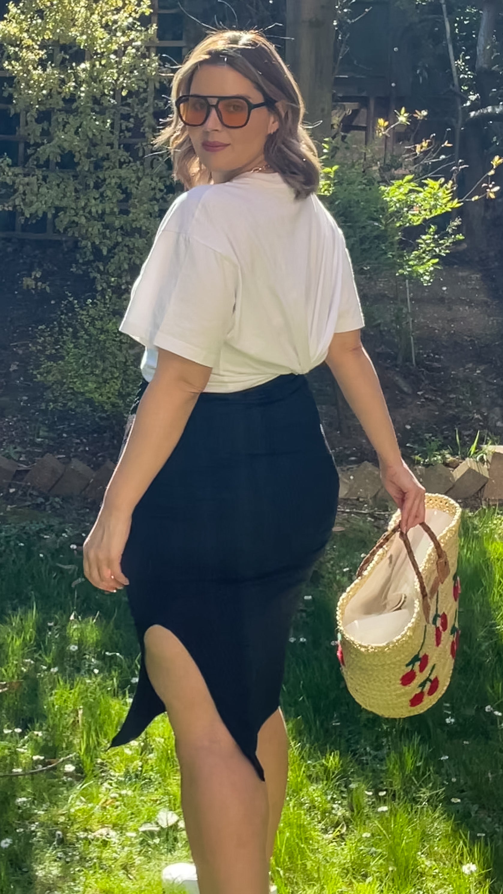 CurveWow Ribbed Midi Skirt Black