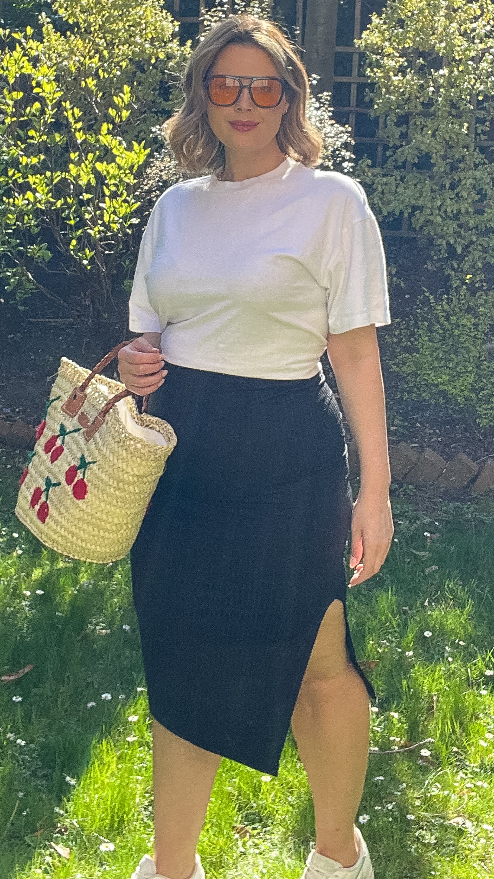 CurveWow Ribbed Midi Skirt Black