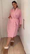 CurveWow Flannel Dressing Gown Pink/White