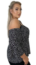 CurveWow Floral Print Cold Shoulder Tunic