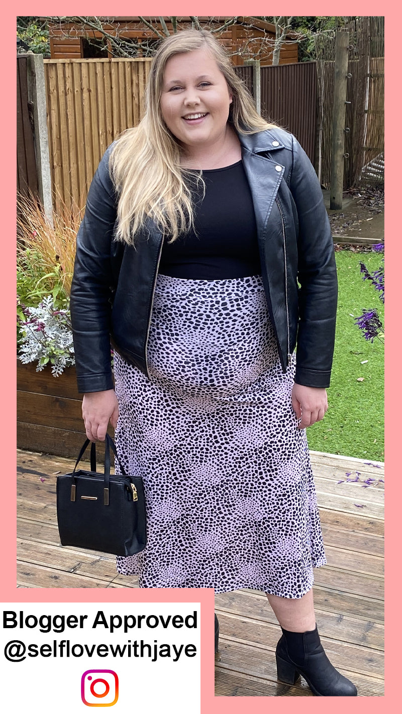 CurveWow Lilac Animal Print Maxi Skirt
