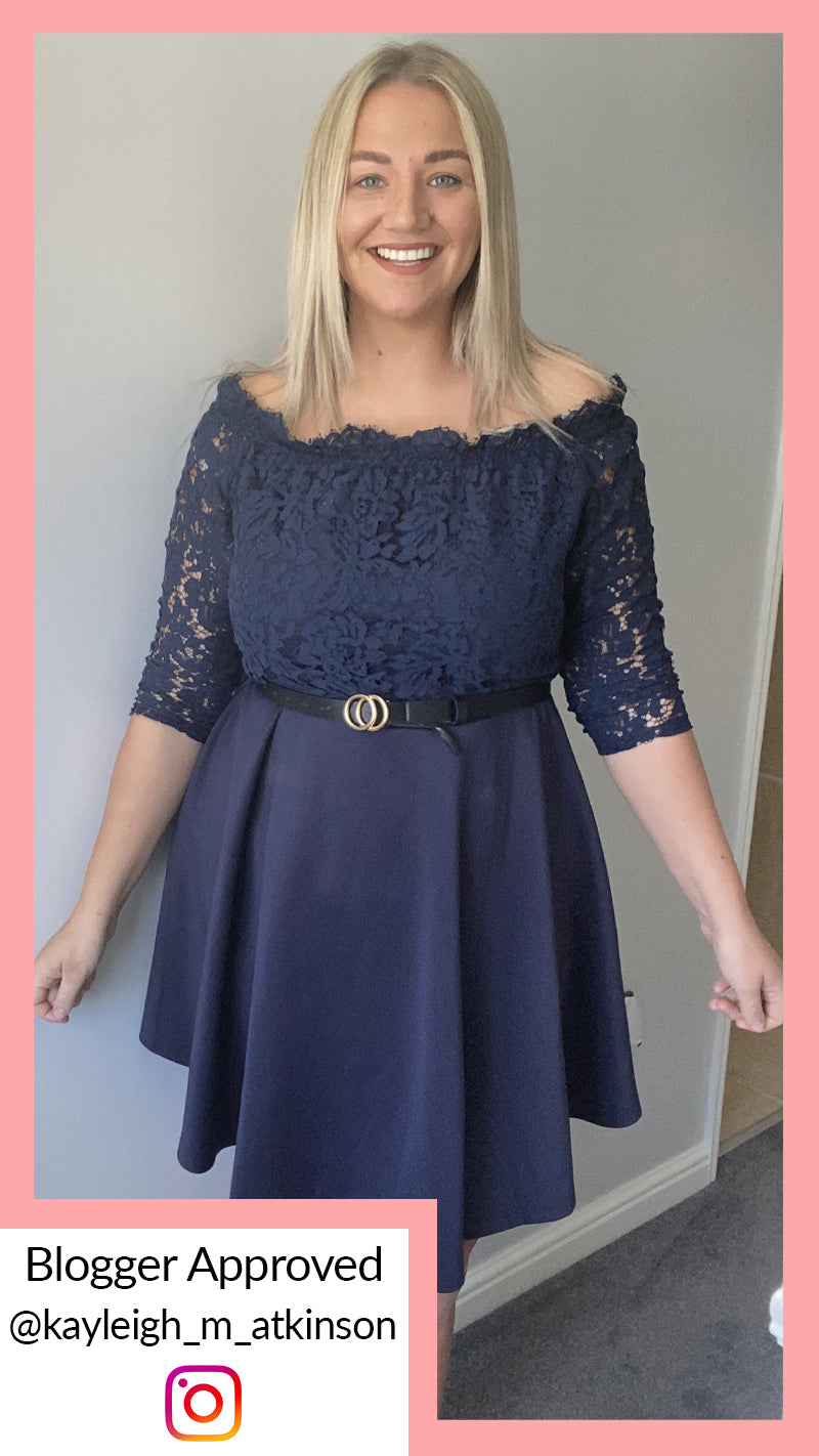Shoulder Bardot Navy Lace Dress CurveWow Scuba Lace Bardot Dress Navy Curvewow Shoulder Bardot Navy Lace Dress CurveWow Scuba Lace Bardot Dress Navy Curvewow