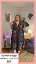 CurveWow Wrap Midi Dress Leopard Print