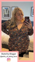 CurveWow Wrap Jersey Top Floral Print