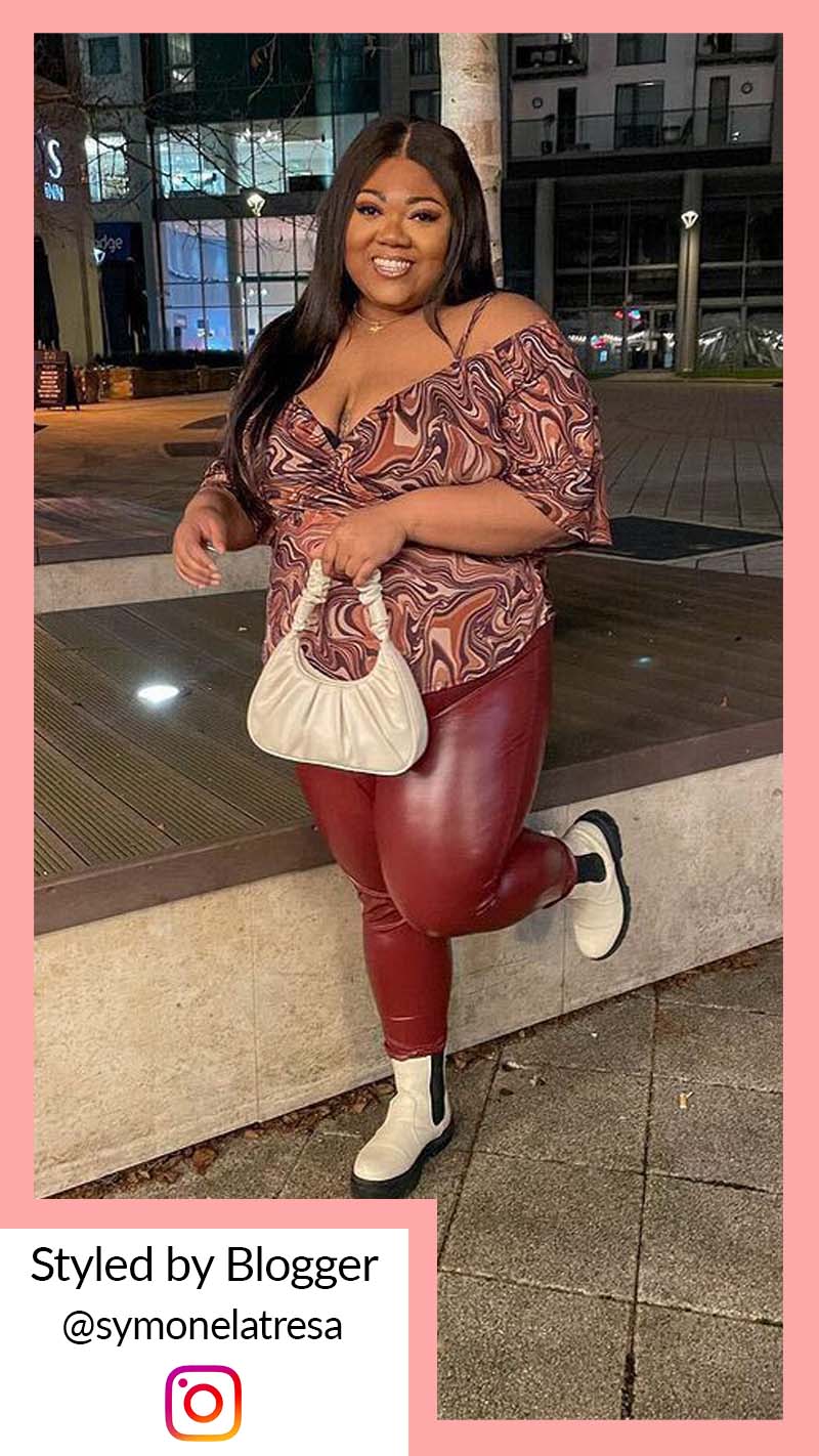 CurveWow Cold Shoulder Tunic Chocolate Marble