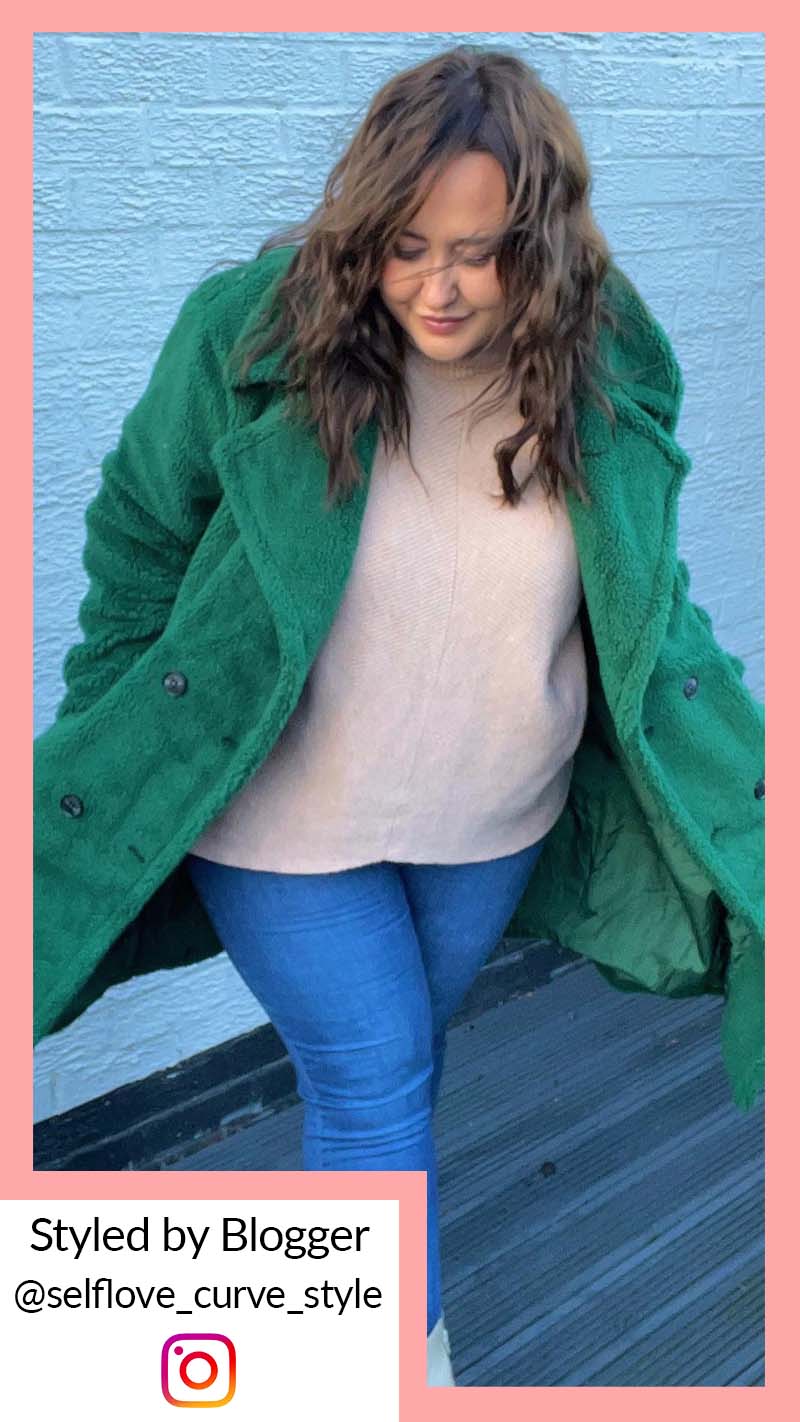 CurveWow Teddy Coat Bottle Green